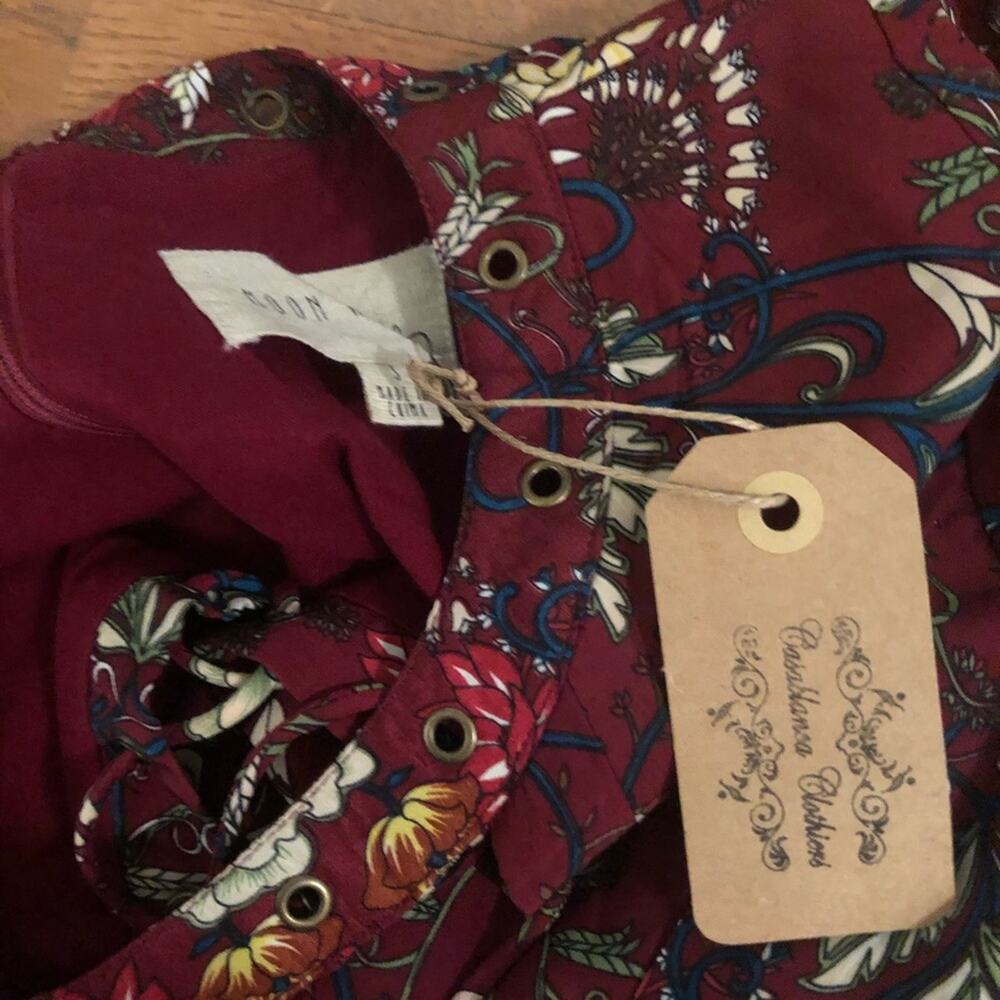 NEW Moon River Red Floral Lace-Up Dress - Picture 4 of 7